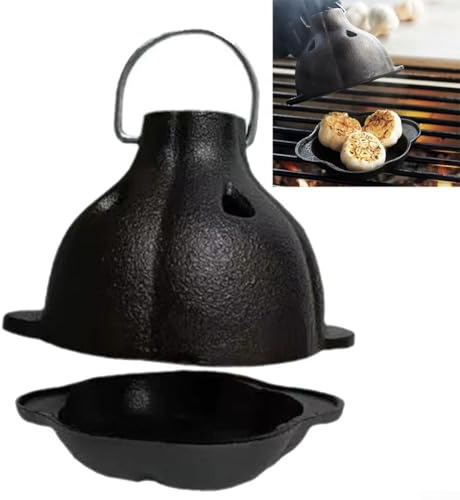 EpheyFIF Cocotte en fonte pré-assaisonnée, rôtissoire à pommes de terre, ail, confit d'ail, cocotte d'ail, cuiseur d'ail pour four, grille, petite boîte