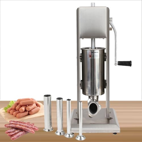 ylpddmm 2L/3L/5L/7L/10L/15L Manual Sausage Stuffer Maker,304 Stainless Steel Sausage Maker Adjustable,2 Speed, Sausage Filling Machine with 4 Stuffing Tubes,5L