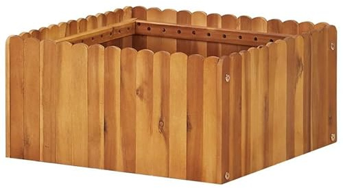 Jardinera de madera maciza de acacia 50 x 50 x 25 cm: jardinera efecto madera | jardinera efecto madera | huerto | bancal de jardín | bancal alto balcón