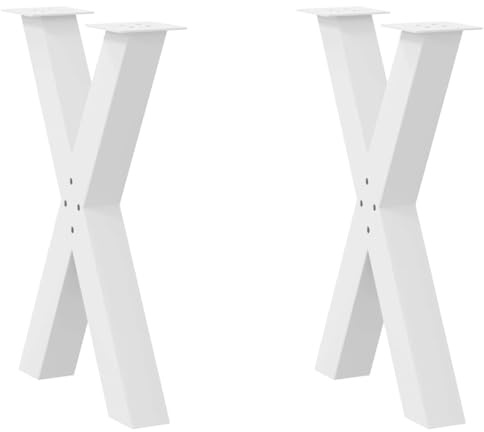 vidaXL Esstischbeine X-Form 2 STK. Weiß 60x(72-73) cm Stahl