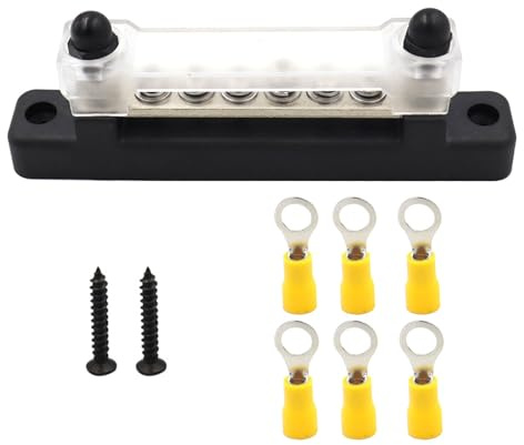 Bus Bar 12v, Terminal Blocks, Terminal Block,12v- 48v Bus Bar Power, 150a Common Busbar Power Terminal Blocks, Screws Terminals Distribution Block, for Car Boat Marine Caravan, Black