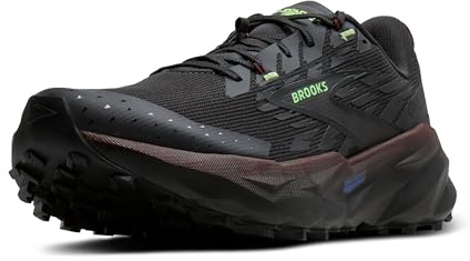 Brooks Men’s Cascadia 19 Mountain Trail Running Shoe - Phantom/Rum Raisin/Green - 10 Medium