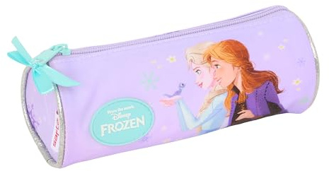safta Frozen Spirit Federmäppchen, rund, für Kinder, ideal für Kinder von 5 bis 14 Jahren, bequem und vielseitig, Qualität und Widerstandsfähigkeit, 20 x 7 cm, Lila, M, Casual