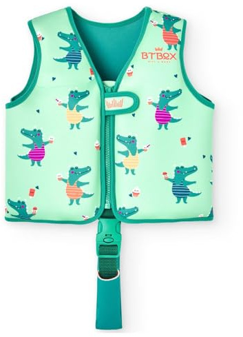 Chaleco Flotador Bebes - Natación, Piscina o Playa -Protección UPF 50+ -Neopreno de 5 mm -Doble Cierre de Seguridad - S (11-19 kg) - M (19-30 kg) (Cocodrilo, M)