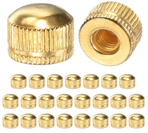 M METERXITY 25-Pack Écrous À Chapeau Filetés, M6x14mm coque Vis Pour Luminaire, Écrou Femelle Moleté Pour Remplissage Couvercle Plafonnier/Pièces Lampe Décoratives [Or Brillant]