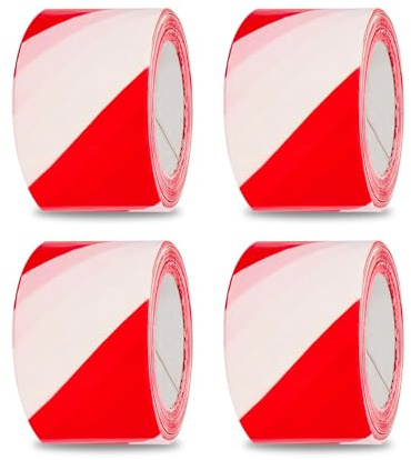AlgisSign Nastro Segnaletico in Polietilene a bassa densità. Rotoli da 200 metri di lunghezza x 70 mm di larghezza colore Rosso e Bianco (4 Rotoli)