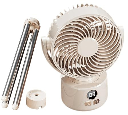 Ventilador de camping recargable - Vel de escritorio Tripode tranquilo, soplador de refrigeración portátil plegable | Batería USB de ahorro de energía alimentada para viajes al aper