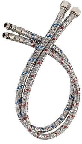 1 Pair Single Head Hot and Cold Water Inlet Pipe Stainless Steel Woven Sink Faucet Connector Kitchen Basin Plumbing Hose(60 cm)