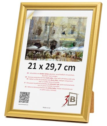 3-B Fotoram Mori – guld – 21 x 29,7 cm (A4) – Träram, dokumentram med akrylglas