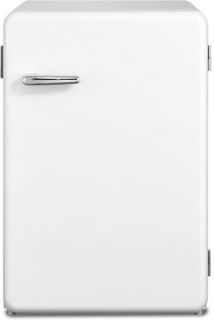 Frigorifero Piccolo con Freezer, 116 Litri, Design Retrò, Frigo Monoporta, Temperatura Regolabile, Adatto a Camera, Ufficio e Hotel, Luce a LED, Silenzioso, Bianco [Classe di efficienza energetica E]