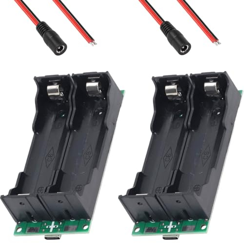 Youmile 2 pcs 18650 Lithium Battery Boost Charging Board UPS Uninterruptible Module High Power UPS 15W 3A 9V Charging and Discharging with DC Female Two-core Cable