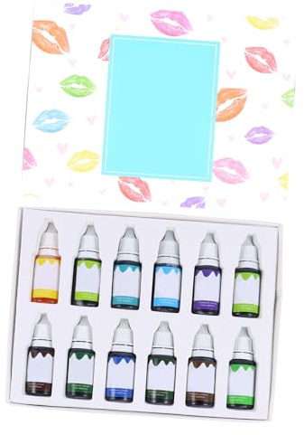TOGEVAL 12pcs DIY Lip Gloss Pigment Set with Natural Vegetarian Pigments Non-irritating Composite Material Lip Balm Colourant for Cosmetic Use