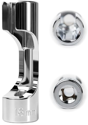 Flewdart douille sonde lambda 3/8 18mm, douille 3/8 18 mm 6 pans SW18 pour sonde lambda capteurs de température thermostats, CRV acier au chrome vanadium (3/8 18mm)