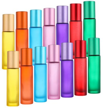 GAJUS 10 Botellas de Cristal Roll-On para Aceites Esenciales, Rellenables y Enrollables, Set de 10 Unidades