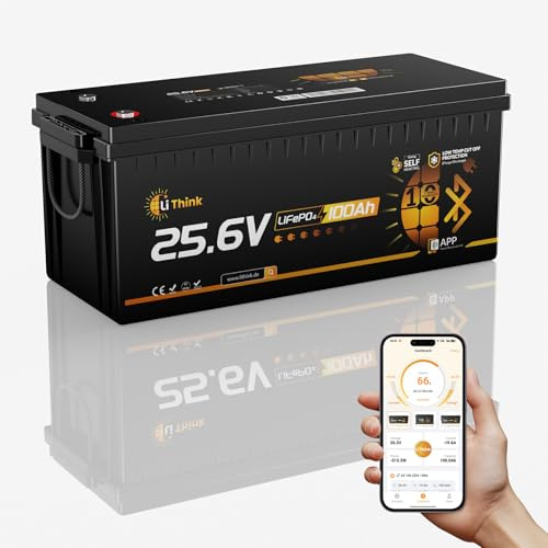 LiFePO4 24V 100Ah Lithium Batterie Bluetooth mit 150A BMS für Wohnmobil | Low Temperature Schutz und Selbstwärmendund, Max. 15000 Zyklens, 2560Wh Lithium Batterie Autobatterie für Wohnmobil,Wohnwagen