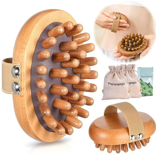 Papipapiqiao 2PCS Meridian Massage Brush,Gua Sha Tool,Body Massage Brush,Wood Therapy Massage Tools, Meridian Brush for Belly,Body Sculpting Tools,Guasha Brush, Wooden Massage Tools,按摩梳, 经络刷