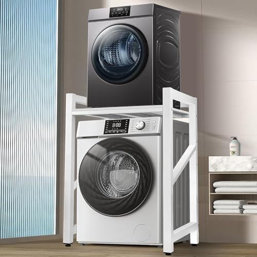 Armoire de machine à laver réglable en hauteur - Capacité de charge de 300 kg - Étagère de rangement pour buanderie, salle de bain, cuisine et balcon - Organisateur polyvalent pour lave-linge et