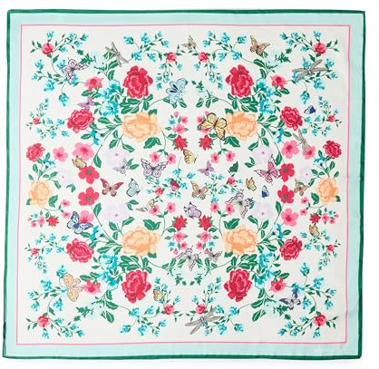 Anne Klein Floral Satin Square Scarf, Ivory Multi