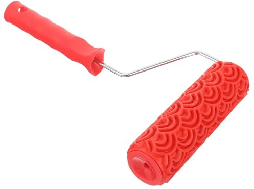 iplusmile 7 Zoll Strukturierte Gummiwalze mit Fischschuppenmuster Farbrolle für Wanddekor Ergonomischer Griff Langlebige Strukturwalze für Selbstgemacht Wandfarben