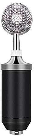 QCKNKMGG Microfono compatibile con i giochi Kit microfono a condensatore nero 3,5 mm Microfono da studio di registrazione Gaming KTV Karaoke Computer