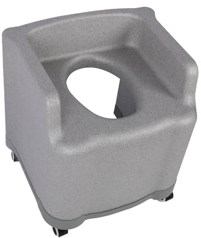 Omquot Sedia Toilette Portatile con Ruote Universali Design Confortevole per Bagno Anziani Materiale Morbido EPP 1 unità (Versione con ruota grigia)