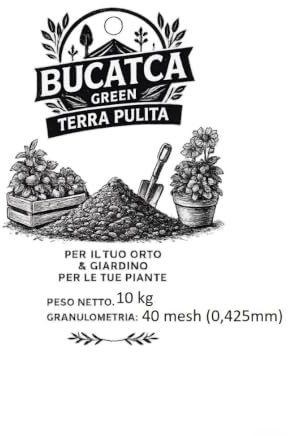 BUCATCA GREEN - Terriccio Naturale per Giardino e Orto, Terra naturale 40 MESH/ 0,425 mm