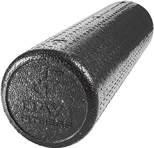 High Density Muscle Foam Rollers by Day 1 Fitness - Sports Massage Rollers for Stretching, Physical Therapy, Deep Tissue, Myofascial Release - Ideal for Exercise and Pain Relief - Solid Black, 24