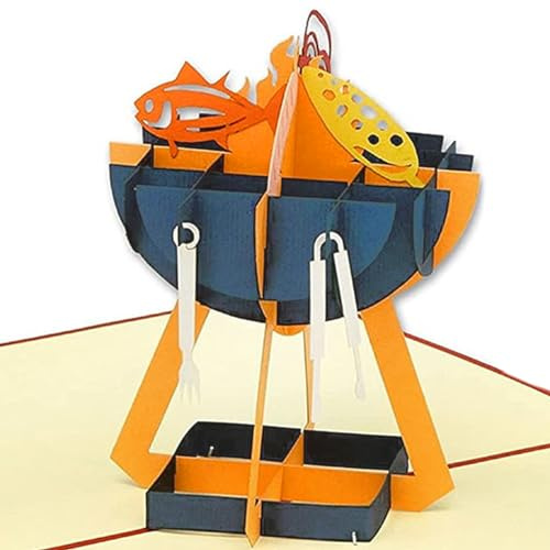 LINPOPUP®, LIN17499, POP UP Karte - 3D Geburtstags-Karte für BBQ Fans, Garten-Party Grill-Feste - Einladungs-Karte - Klapp-Karte, N272