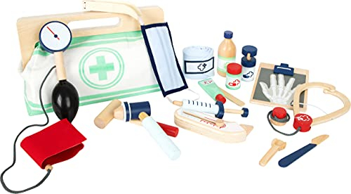 small foot Arzttasche mit umfangreichem Zubehör aus Holz, wie Blutdruckmesser und Spritze, für Kinder ab 3 Jahren, 11916