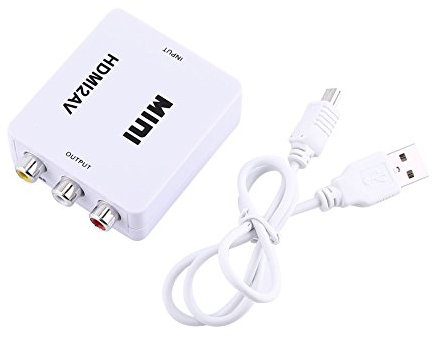 PUSOKEI Digital HDMI to HD Video Converter, 720p/1080p Mini HDMI to Composite Video Audio AV CVBS Adapter Converter,Support NTSC/PAL Format (White)