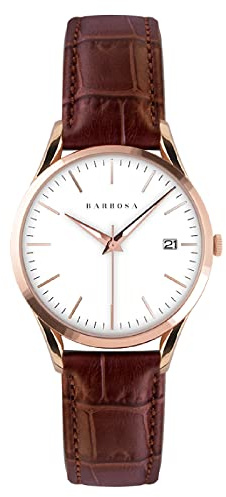 Barbosa - Orologio Vintage, al Quarzo, con Cinturino in Pelle Marrone, Elegante, Sportivo e Preciso, Made in Italy