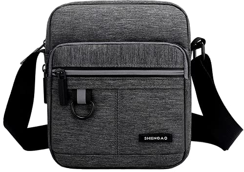 Hjkiopc Herren Schultertaschen klein Crossbody Bag Handtasche Umhängen Messenger Bag Handytasche Messenger Bag für Arbeit Reise Alltagsleben (Grau)