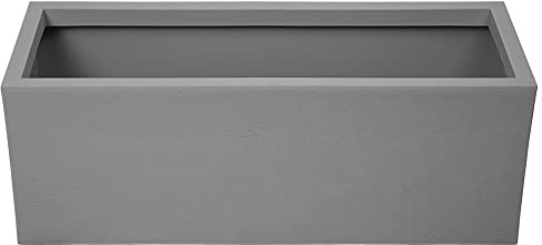 Ondis24 Pflanzkübel Basalt, 57L Pflanzvolumen, rechteckig, Blumenkasten mit Wasserspeicher in Beton-Optik, Balkon Terrasse, Blumenkübel (Grau, 57 Liter)