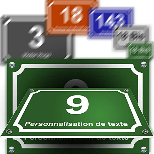 Grande plaque PVC numéro maison décorative - pour rue, garage, porte, et boite aux lettres - collection classique : 2 lignes personnalisables