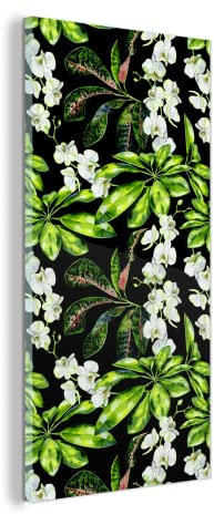 Glasbild Glasfoto Wandbild Bilder Deko 40x80 cm Blatt - Orchidee - Muster