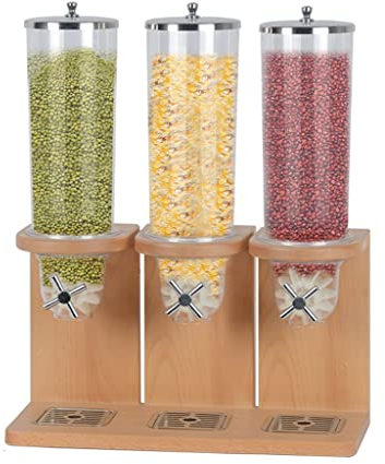 FIFOR 4L/8L/12L Grain Dispenser, Food Storage Bottle, Sealed Countertop Dry Food Holder, Candy Dispenser Machine, for Snacks, Grains, Cheerios, Dry Powder Container (Color : Wood, Size : 12L)