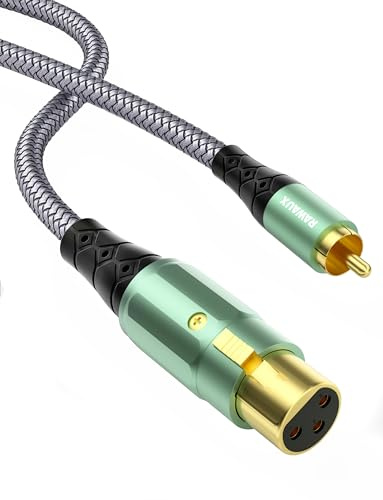 RAWAUX XLR auf Cinch Kabel 1M, Microfonkabel XLR Buchse auf Cinch Stecker | Subwoofer Kabel Stereo Audio Microfon Adapter für CD-Spieler, Lautsprecher, Kondensator, Mikrofonmischpult, Verstärker