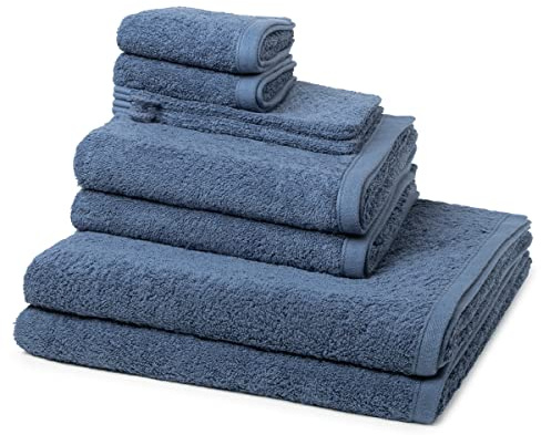 Ross - 8 teiliges Frottier-Set - Vita (2 X Wasch- 2 X Gäste- 2 X Dusch- 2 X Handtuch im Set) - 520 g/m2 - Baumwolle - Walkfrottee - saugstark - weich und flauschig - Denim