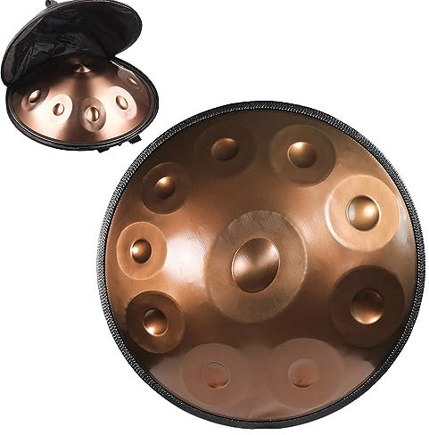 IkErna Handpan Trommel In D Kurd Minor Mit Stand, Tasche, Trommelstangen Und Staubfreies Tuch, 9 Noten