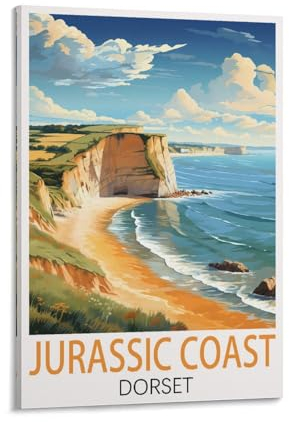 Jurassic Coast Dorset Vintage-Reiseposter, 50 x 75 cm, Leinwandkunst, Poster und Wandkunst, Bilddruck, moderne Familienschlafzimmer-Dekoration