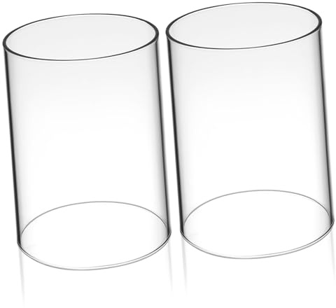 FUNOMOCYA Porta Candele Vetro in 2 Pezzi Copertura Cilindrica Trasparente in Vetro, Decorazione Creativa per Atmosfera Romantica e Resistente al Vento