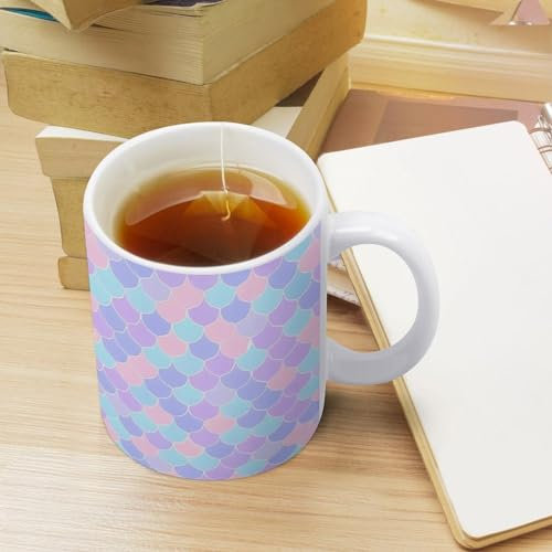 Keramik-Kaffeetasse, Teetassen mit Griffen, Kaffeetassen, Meerjungfrauen-Tattoo, lustige Tasse, Keramiktasse mit Griff, für heiße und kalte Getränke, Bürogeschenk