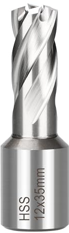 BALUGAEA Kernbohrer HSS, 12 mm Schneiddurchmesser, 19 mm Weldonschaft | 35mm Schnitttiefe, M2AL-HSS Kernbohrer für Magnetbohrmaschinen, Zubehör für Magnetbohrmaschinen.