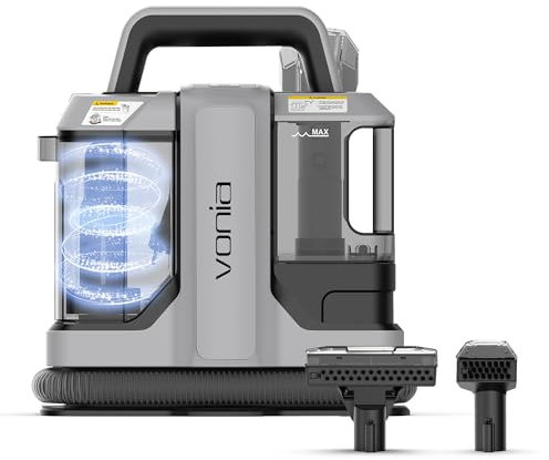 Vonia Lavatappeti portatile, 450W, 110000 Pa – Lava tappezzeria, divani e auto – Smacchiatore per moquette e sedili – Serbatoio removibile, (grigio)