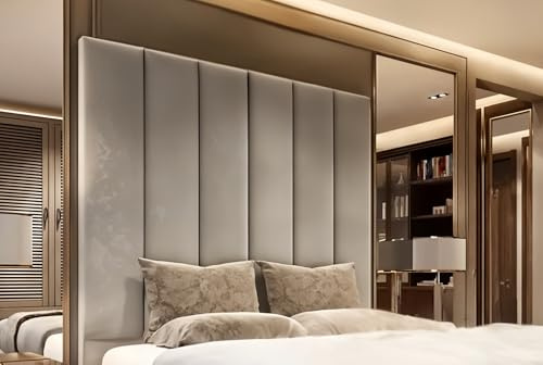 mm08enn Luxurious Design Panels Plush Velvet Headboards for Beds 30, 36 and 44 Height (Headboard Height 30, Silver, 4ft Small Double)