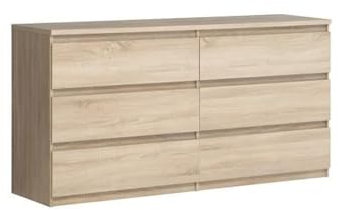 FORTE Chelsea Moderne Kommode 150 160, Kommode mit 6 Schubladen, Sideboard, Wohnzimmerkommode, Schlafzimmerkommode, Sonoma Eiche Holzdekor, 154 cm breit x 79,9 cm hoch x 42,2 cm tief