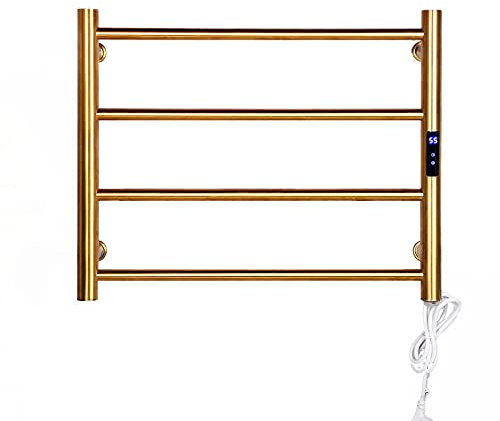 Moderno scaldasalviette elettrico in acciaio inox dorato con timer e controllo della temperatura montato a parete 4 barre scaldasalviette per bagno scaldasalviette a basso consumo