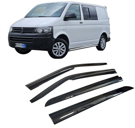 CarJoy Windabweiser Luftabweiser Regenabweiser Seitenfensterabweiser Kompatibel mit VW Transporter T5 T6 City Van 2003-2018 Autofenster Regenschutz Anklebbare Deflektoren Externe Passform 4 Stück