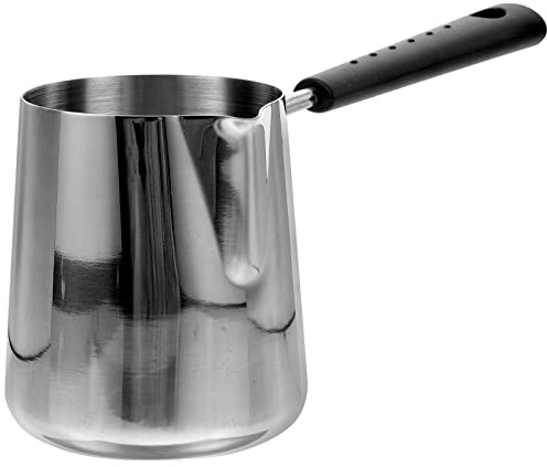 Alipis Pentolino per Latte a Induzione 350ml in Acciaio Inossidabile | Manico Ergonomico, Beccuccio per Versare Olio, Fondo Liscio, Conduzione Uniforme del Calore, Argento