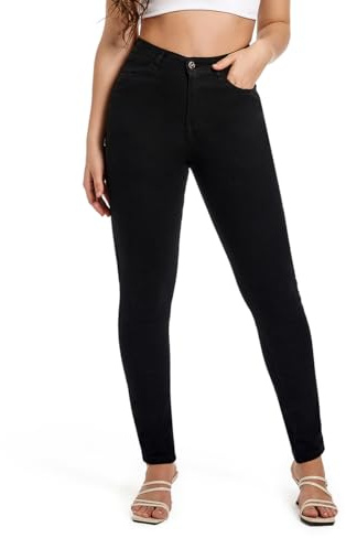 MIRLCIMR Womens High Waist Stretch Pants Push Up Butt Lifting Skinny Colombian Jeans,Black,8